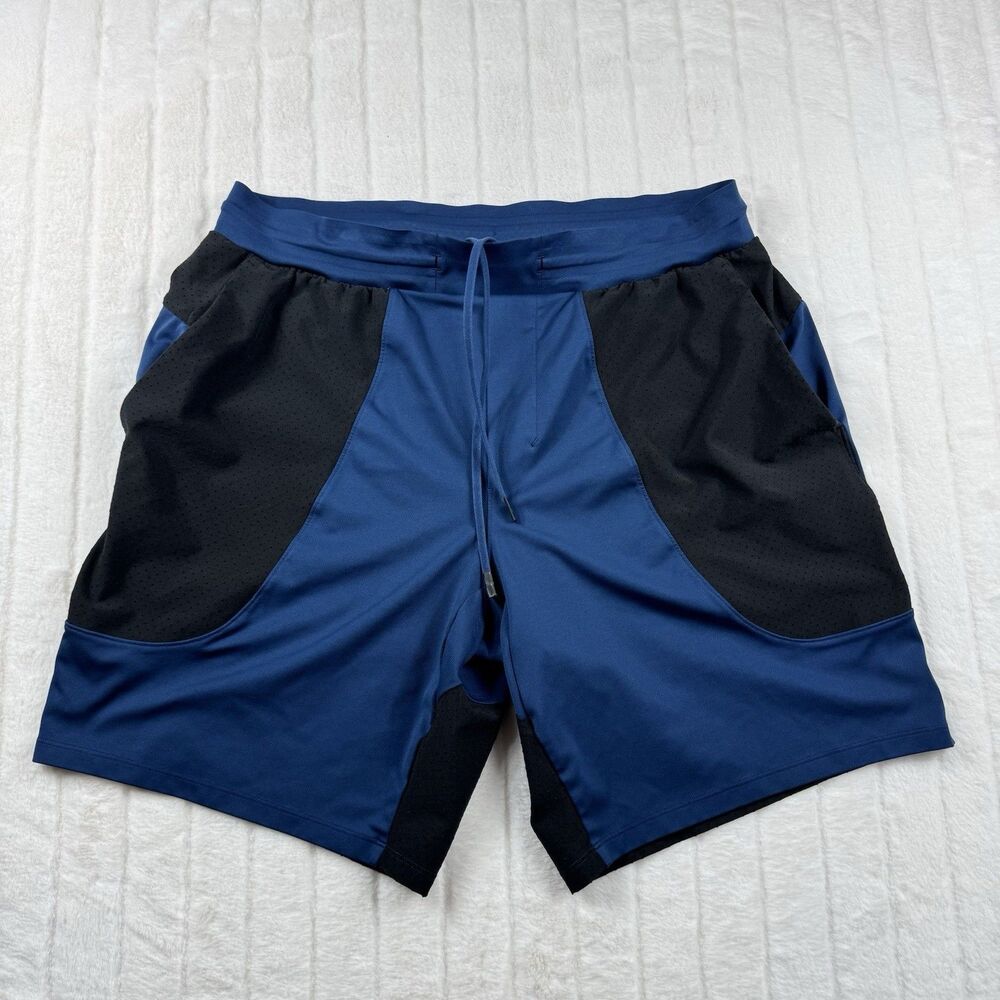 lululemon Elevated Athletic Shorts Men's L Blue Elastic Waist Drawstring Pockets